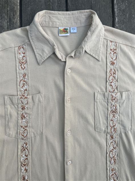 Vintage Genuine Haband Guayabera Shirt Mens Large Bro Gem