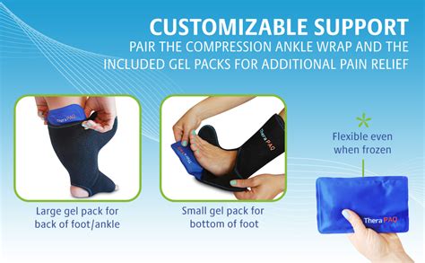 Foot Ankle Pain Relief Ice Wrap With 2 Hot Cold Gel Packs By TheraPAQ