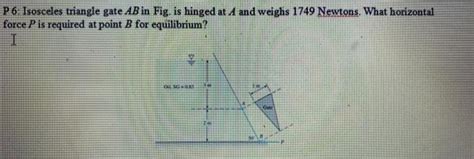 Solved P Isosceles Triangle Gate Ab In Fig Is Hinged At A Chegg