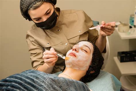 Acne Treatment at Doctor. Applying Facial Mask Stock Image - Image of dermatology, care: 277007861