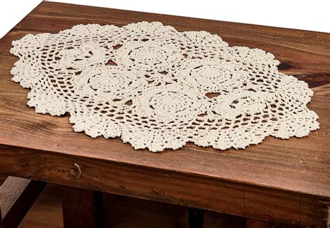 Eiyye 2 Pieces Handmade Cotton Crochet Doilies Oval Lace Table Placemats 12 X17inch