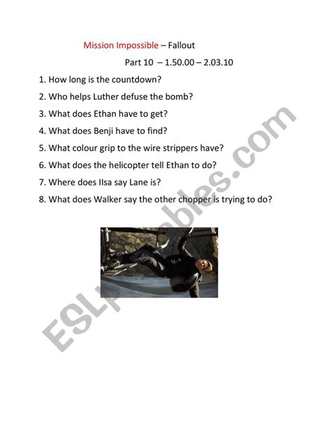 Mission Impossible Fallout Part Esl Worksheet By Richbreeze