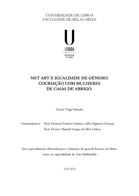 Reposit Rio Da Universidade De Lisboa Net Art E Igualdade De G Nero