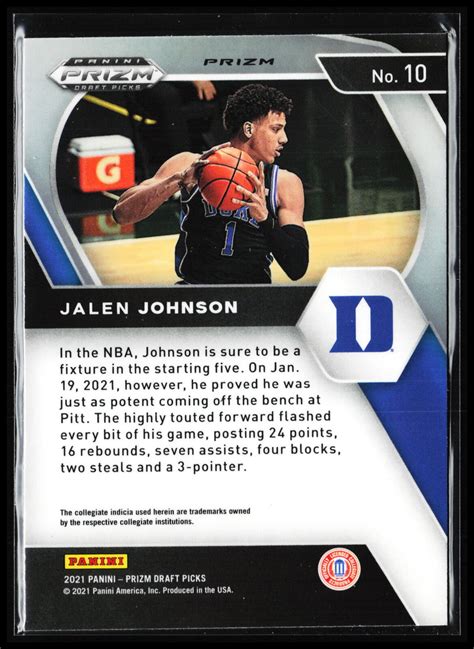 Jalen Johnson 10 2021 Prizm Draft Picks Orange Cracked Ice PRIZM