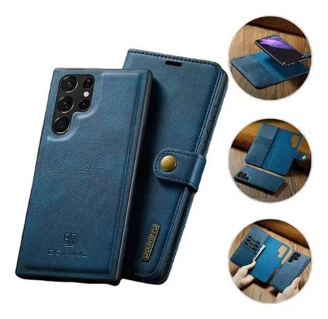 Funda De Piel Magnética Con Tapa Para Samsung Con Clip Para Color Azul