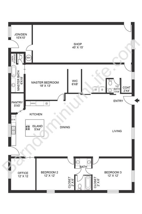 Barndominium Split Floor Plans - floorplans.click