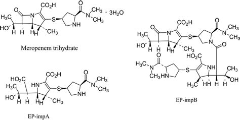 Structure Of Meropenem Trihydrate And Impurities A And B In Ep