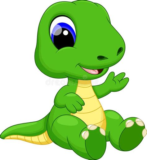 Cute Baby Dinosaur Cartoon Stock Illustration Illustration Of Green