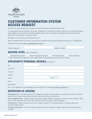 Fillable Online Customer Information System Access Request Fax Email