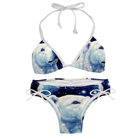 Starry Polar Bear Swimwear Bikini Set With Detachable Sponge
