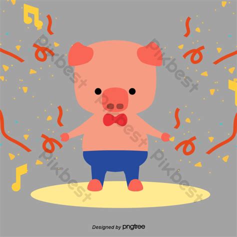 Cute Piggy Cartoon Dancing Piggy Png Element Png Images Psd Free