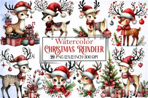 Christmas Clipart Reindeer Clipart Graphic By Libbywishes Creative