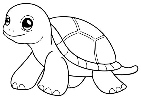 Simple drawing of a small turtle - Turtles Kids Coloring Pages