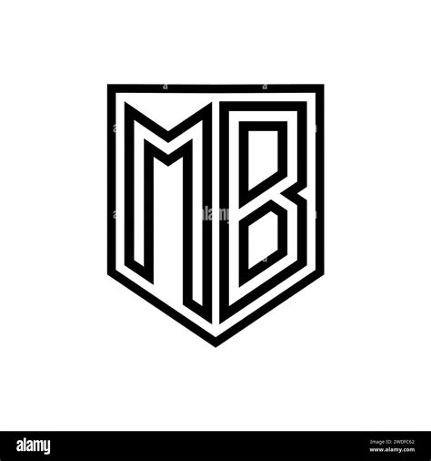 Mb Letter Logo Monogram Shield Geometric Line Inside Shield Isolated