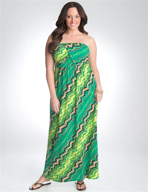 Plus Size Strapless Geo Maxi Dress By Lane Bryant Lane Bryant