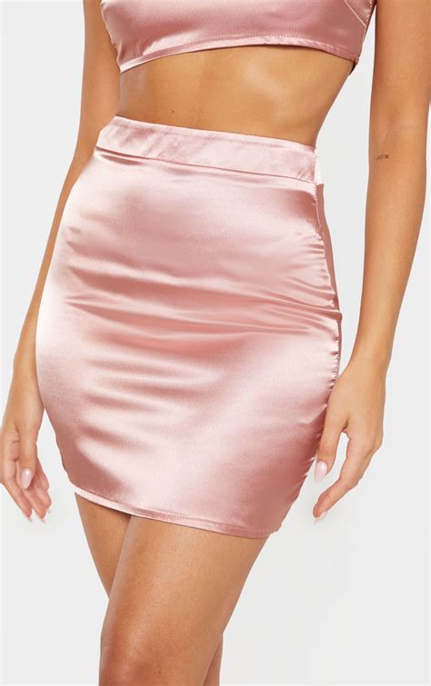 Dusty Rose Satin High Waist Mini Skirt Prettylittlething