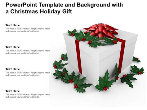 Powerpoint Template And Background With A Christmas Holiday Gift | Presentation Graphics ...