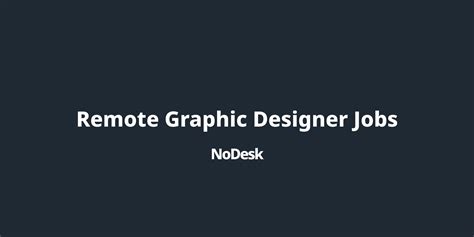 Remote Graphic Designer Jobs Nodesk