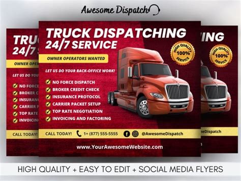 Freight Dispatcher Flyer Promote Your Truck Dispatcher Etsy