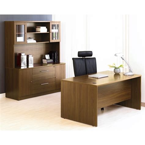 Have To Have It Jesper Managers Desk With Credenza And Hutch Walnut