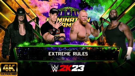 Wwe 2k23 Undertaker Vs John Cena Vs Omos Vs Brock Lesnar Elimination Chamber Extreme Rules