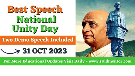 Best Speech On National Unity Day In English 31 October 2023