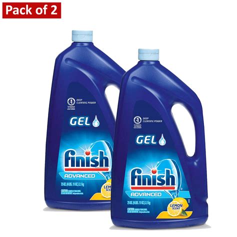 Finish Dishwasher Detergent Gel Liquid, Lemon Scent, 75oz (Pack of 2 ...