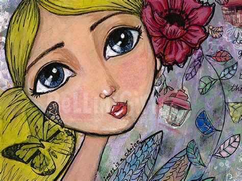 Whimsical Mixed Media Girl Art Print Etsy