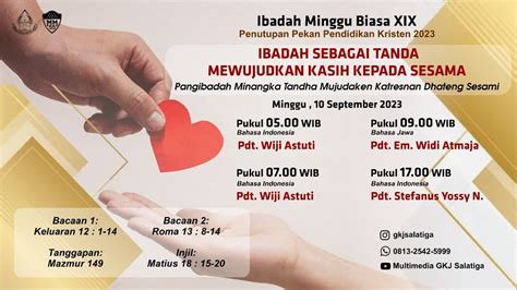 Ibadah Minggu Biasa Xix Bahasa Indonesia Gkj Salatiga September