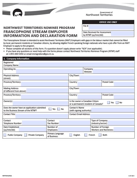 Francophone Stream Employer Information And Declaration Form