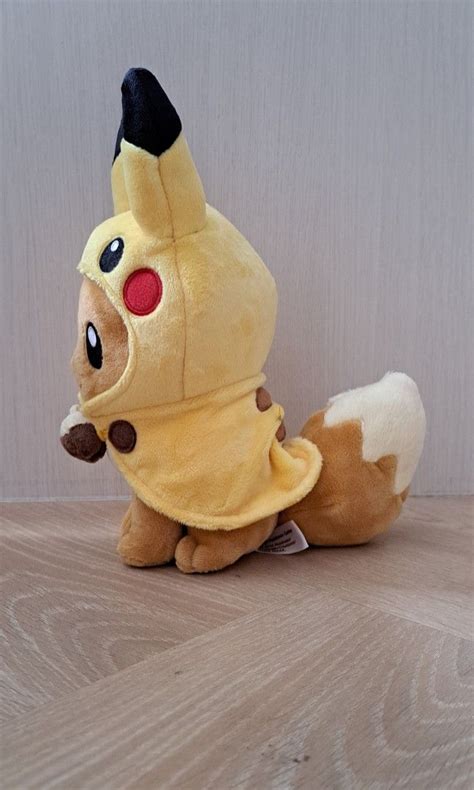 Eevee with Pikachu hoodie Plush, Hobbies & Toys, Toys & Games on Carousell