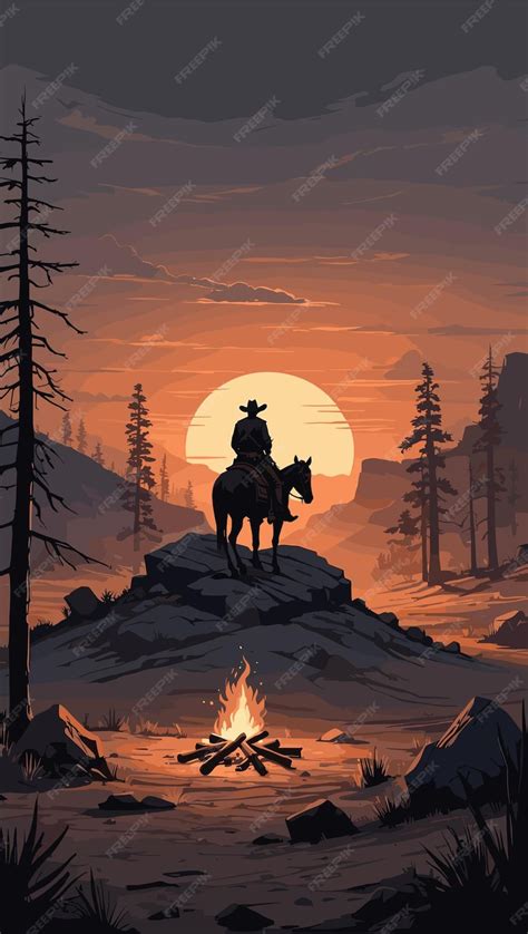 Premium Vector Cowboy Camp Fire Vector Art