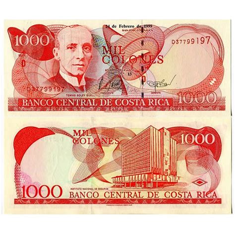 1999 Billete Costa Rica 1000 Colones P264c SC Mynumi