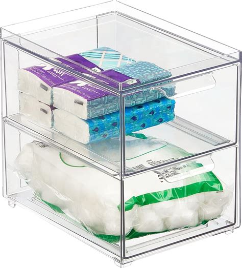 Amazon MSHOMELY 2 Pack Large Stackable Storage Drawers Clear