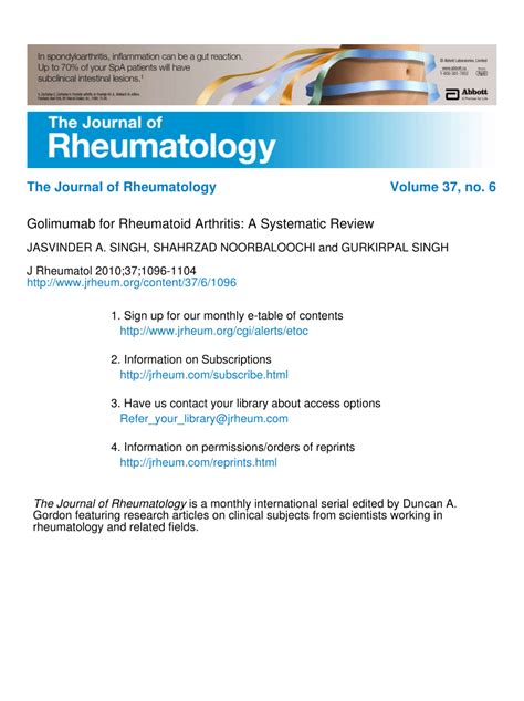 (PDF) Golimumab for Rheumatoid Arthritis: A Systematic Review