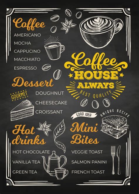 Coffee House Blackboard Poster Picture Metal Print Paint By Moon