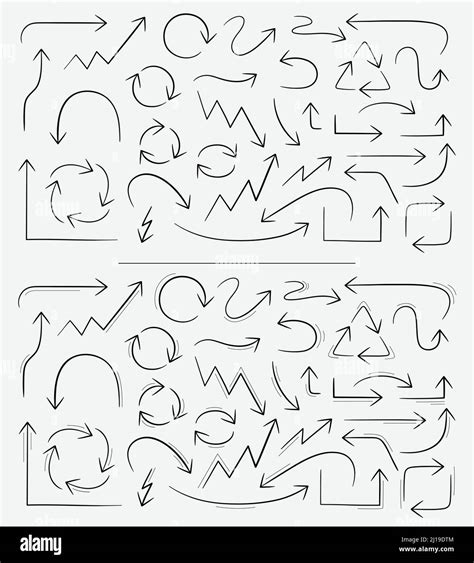 Set Of Vector Hand Drawn Doodle Arrows Collection Of Basic Shape