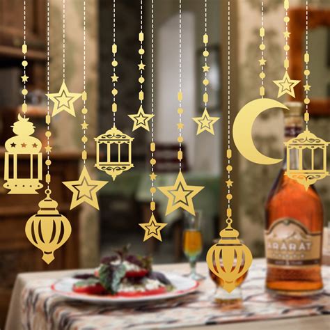 Pcs Set Ramadan Hanging Pendants Raya Star Moon Banner Ornaments Eid