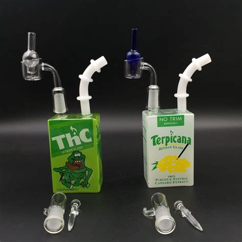 2019 Hitman Glass Water Bong Cereal Box Juice Box Oil Dab Rigs Mini Bubbler 75 Inches Portable