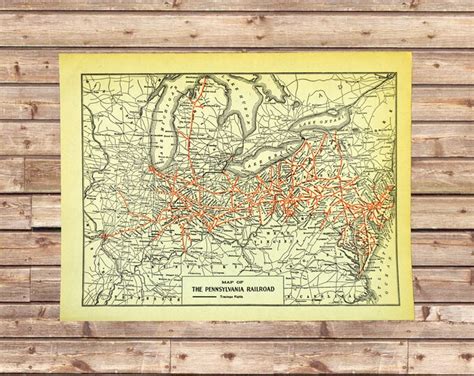 1928 Antique Pennsylvania Railroad Map Vintage Collectible Railway Map Dad T Etsy