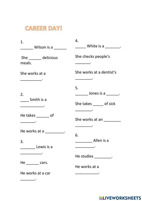 Career day! worksheet | Live Worksheets - Worksheets Library