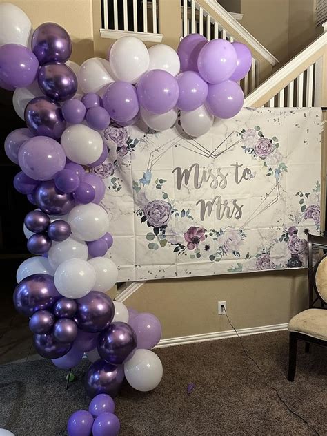 AIBIIN 7x5ft Miss To Mrs Floral Backdrop For Bridal Shower Violet