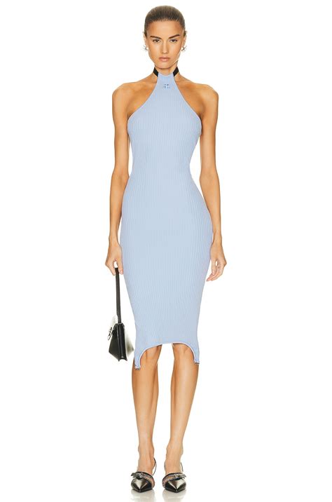 Courreges Rib Knit Suspender Dress In Sky Fwrd