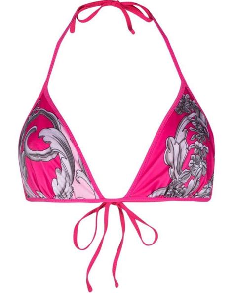 Versace Baroque Pattern Print Bikini Top In Pink Lyst Canada