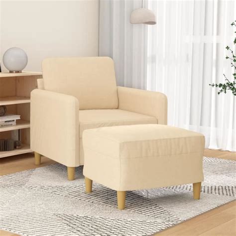 ZHU Fauteuil avec repose pied Crème 60 m Tissu NOUVEAU Cdiscount Maison