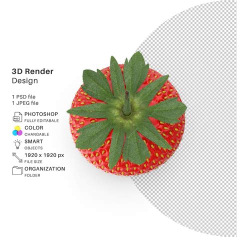 Premium Psd Strawberry Fruit 3d Modeling Psd File Realistic