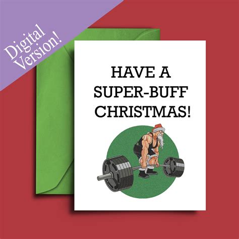 Printable Funny Fitness Christmas Card - Gym and Workout Themed