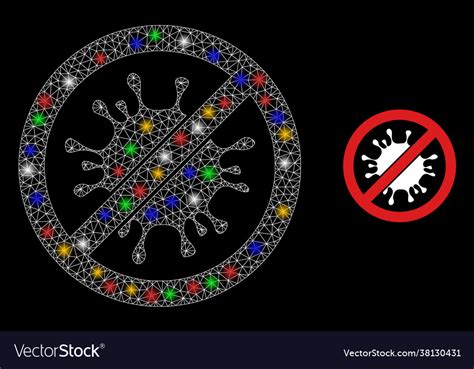 Mesh No Coronavirus Glare Icon With Multicolored Vector Image