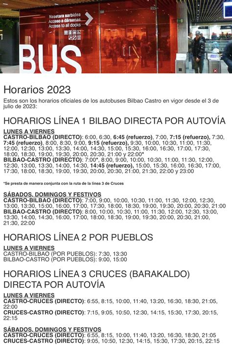 Nuevos Horarios De Verano De Los Autobuses Irb Castro Bilbao A Partir