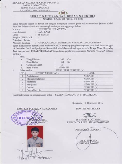 Contoh Surat Keterangan Bebas Narkoba Perumperindo Co Id